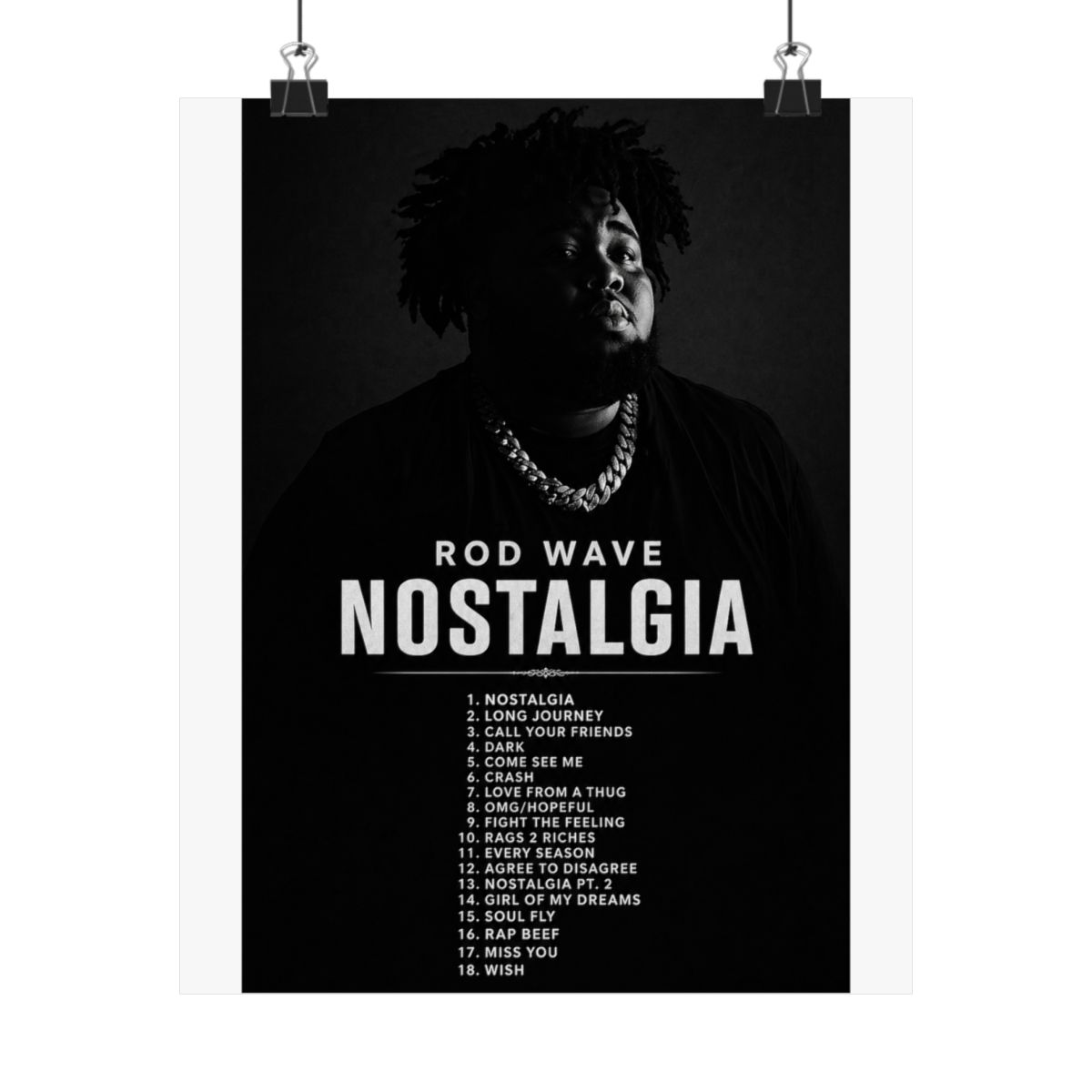 BIARA Rod Wave Poster Nostalgia Album Cover Poster Posters for Room Aesthetic Posters Wall Art Bedroom Decor 08x12inch(20x30cm) - alternate angle 1, merchandise