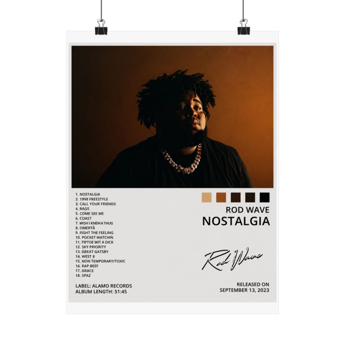 BIARA Rod Wave Poster Nostalgia Album Cover Poster Posters for Room Aesthetic Posters Wall Art Bedroom Decor 20x30inch(50x75cm) - alternate angle 3, merchandise