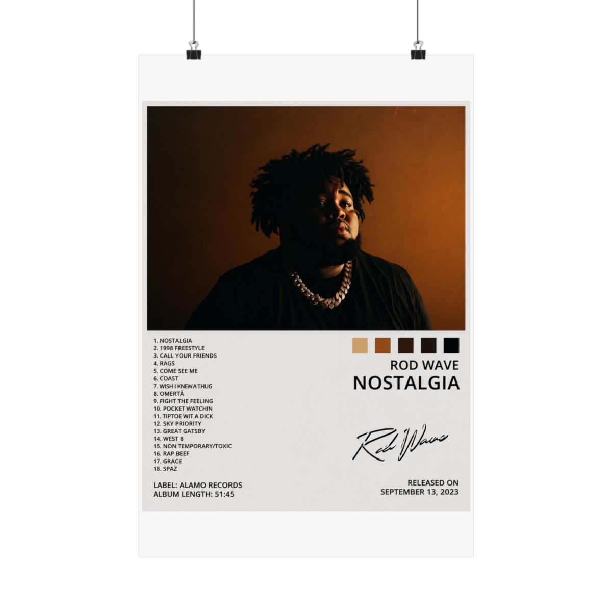 BIARA Rod Wave Poster Nostalgia Album Cover Poster Posters for Room Aesthetic Posters Wall Art Bedroom Decor 20x30inch(50x75cm) - Official Posters & Wall Art merchandise