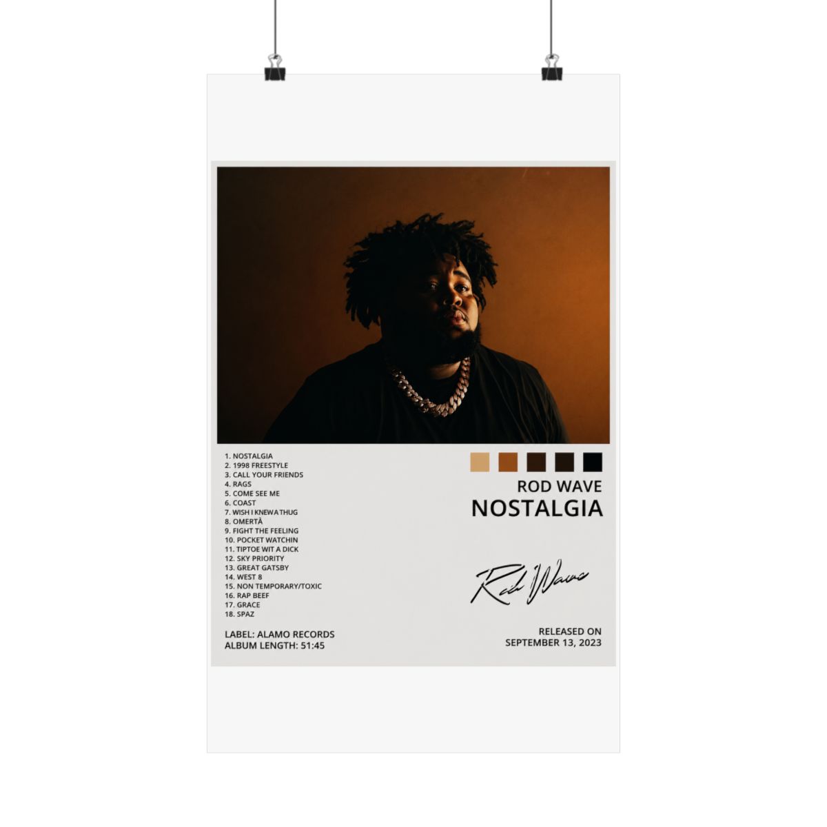 BIARA Rod Wave Poster Nostalgia Album Cover Poster Posters for Room Aesthetic Posters Wall Art Bedroom Decor 20x30inch(50x75cm) - alternate angle 1, merchandise