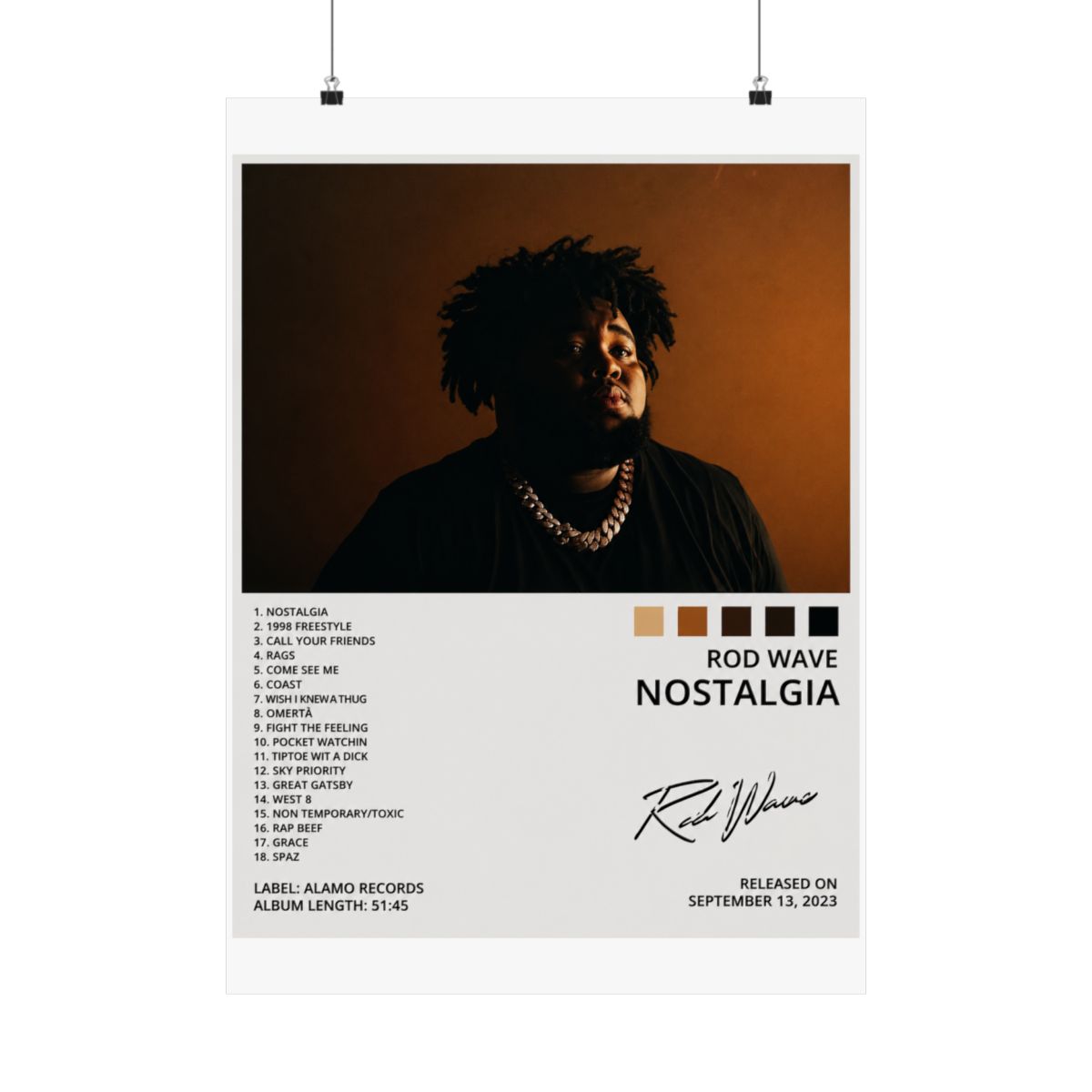 BIARA Rod Wave Poster Nostalgia Album Cover Poster Posters for Room Aesthetic Posters Wall Art Bedroom Decor 20x30inch(50x75cm) - alternate angle 2, merchandise