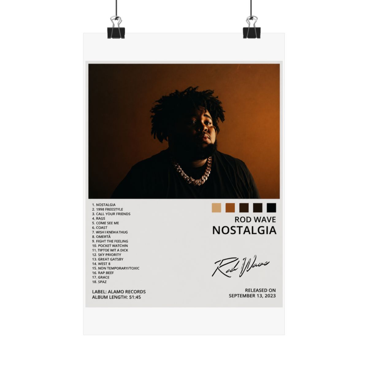 BIARA Rod Wave Poster Nostalgia Album Cover Poster Posters for Room Aesthetic Posters Wall Art Bedroom Decor 20x30inch(50x75cm) - alternate angle 3, merchandise